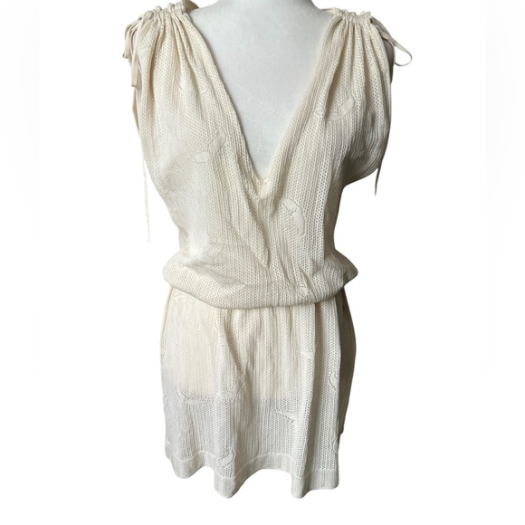 Zadig & Voltaire Alanis Dentelle Ecru Tie Shoulder Mini Dress Size XS|S Reg $498 - Picture 2 of 12